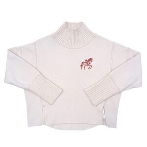 Maeve Anthropologie Logan Turtleneck Sweater XXS Ivory Horse Embroidered Knit